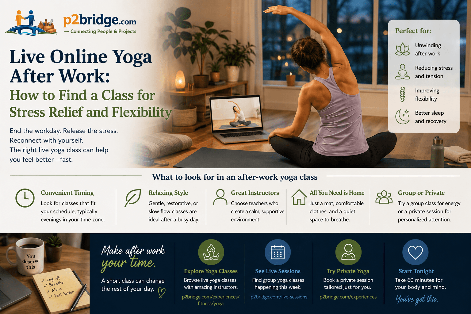 Live Online Yoga After Work: How to Find a Class for Stress Relief and Flexibility