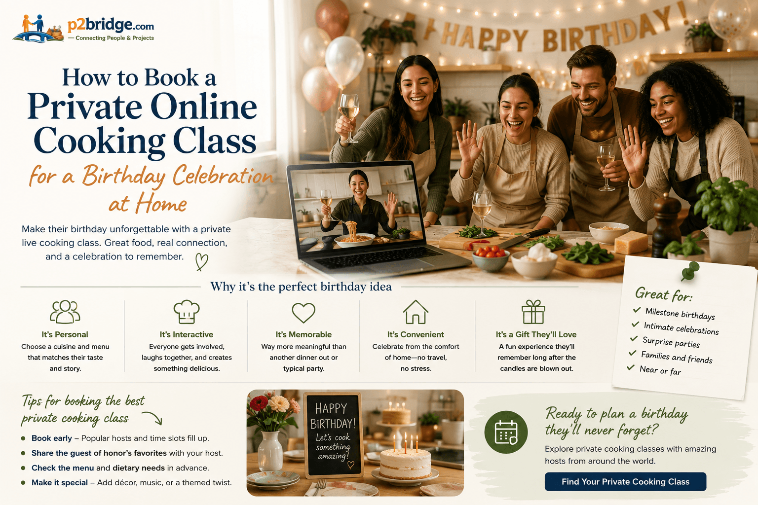 How to Book a Private Online Cooking Class for a Birthday Celebration at Home