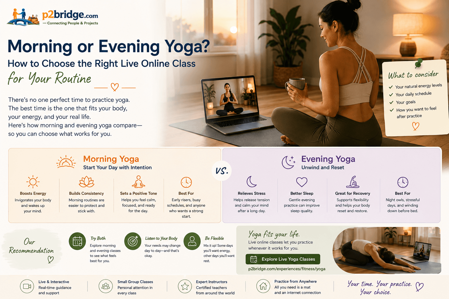 Morning or Evening Yoga? How to Choose the Right Live Online Class for Your Routine