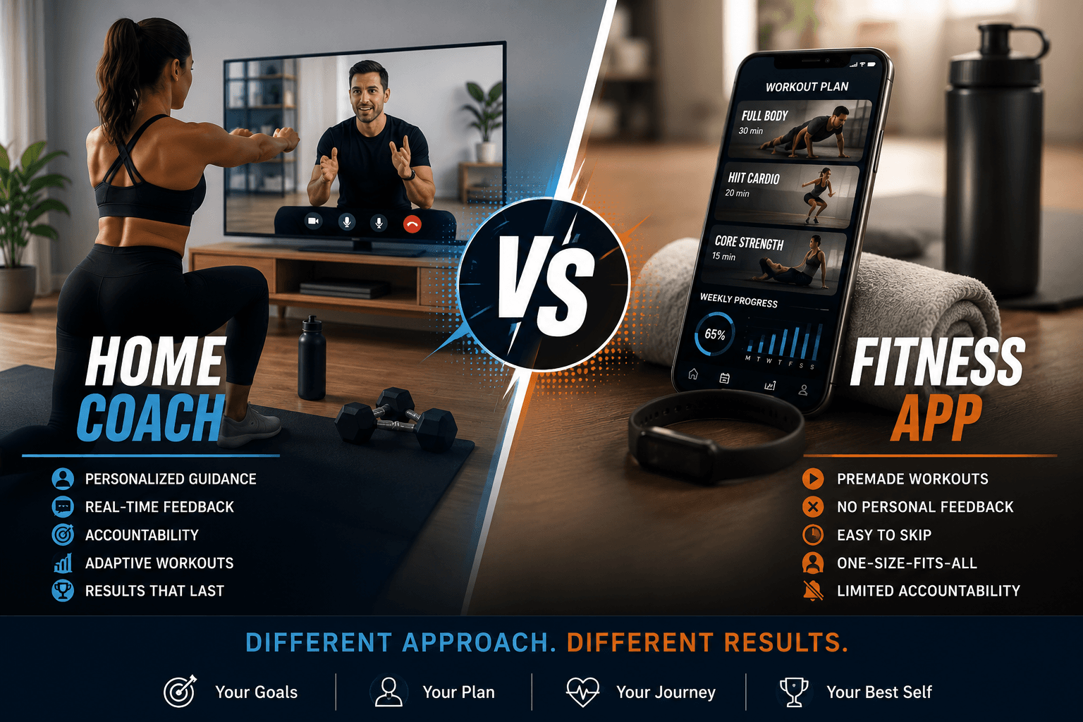 Home workout coaching vs. a fitness app: what you actually get