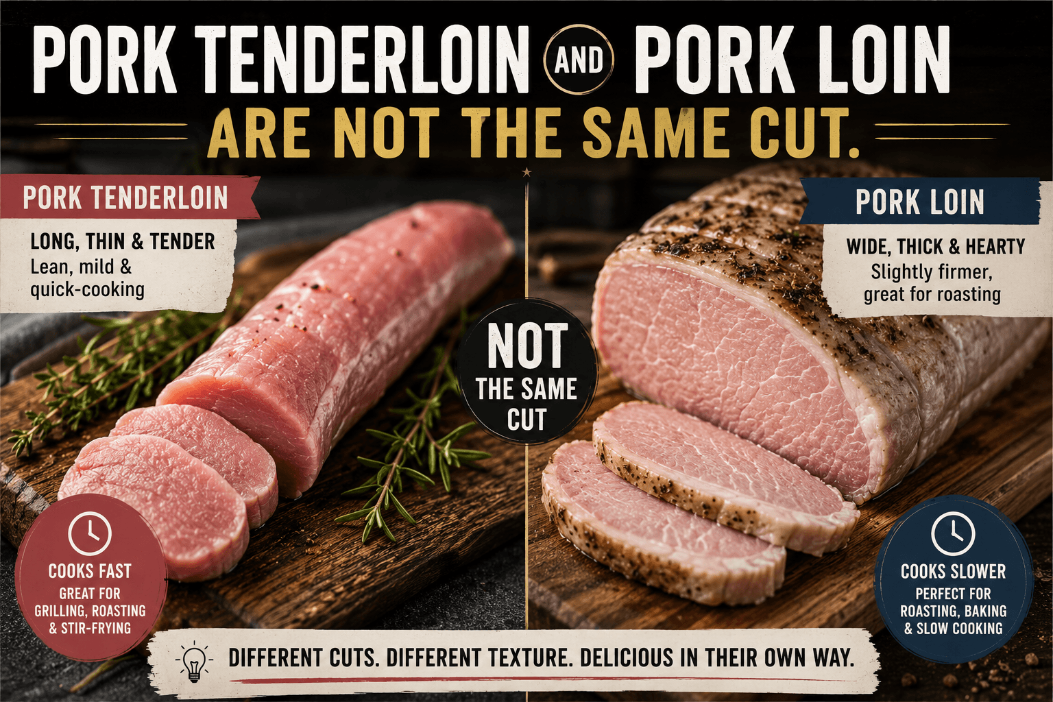 Pork tenderloin and pork loin are not the same cut
