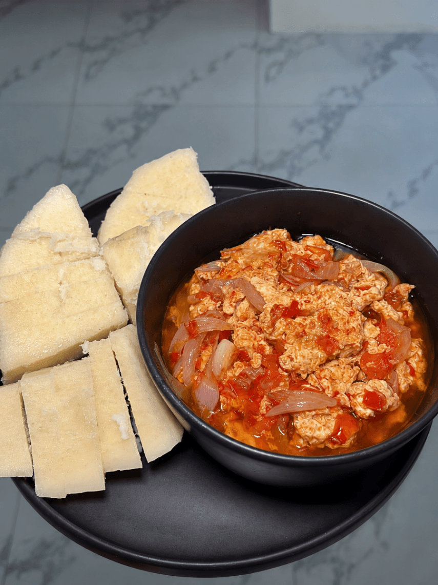 Yam and egg sauce