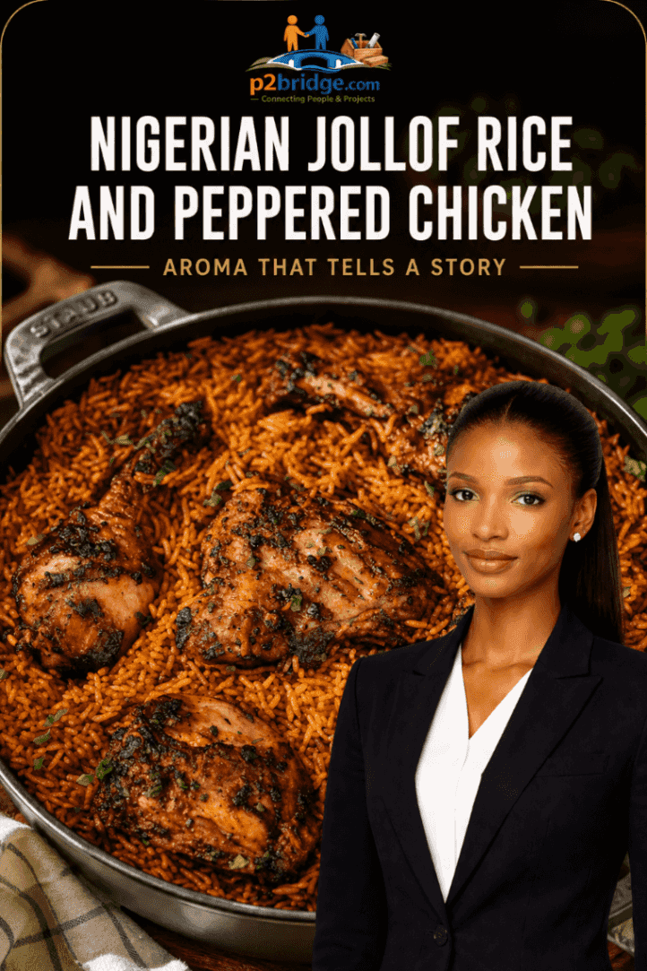 jollof rice and black peppered chicken background
