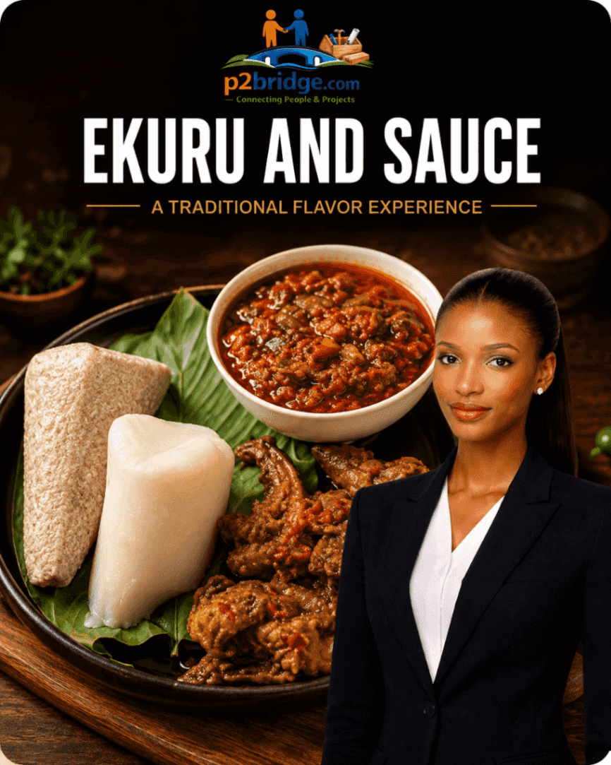 Ekuru ( white moimoi) and fried sauce background