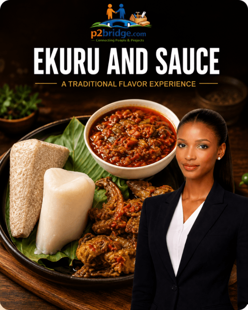Ekuru ( white moimoi) and fried sauce