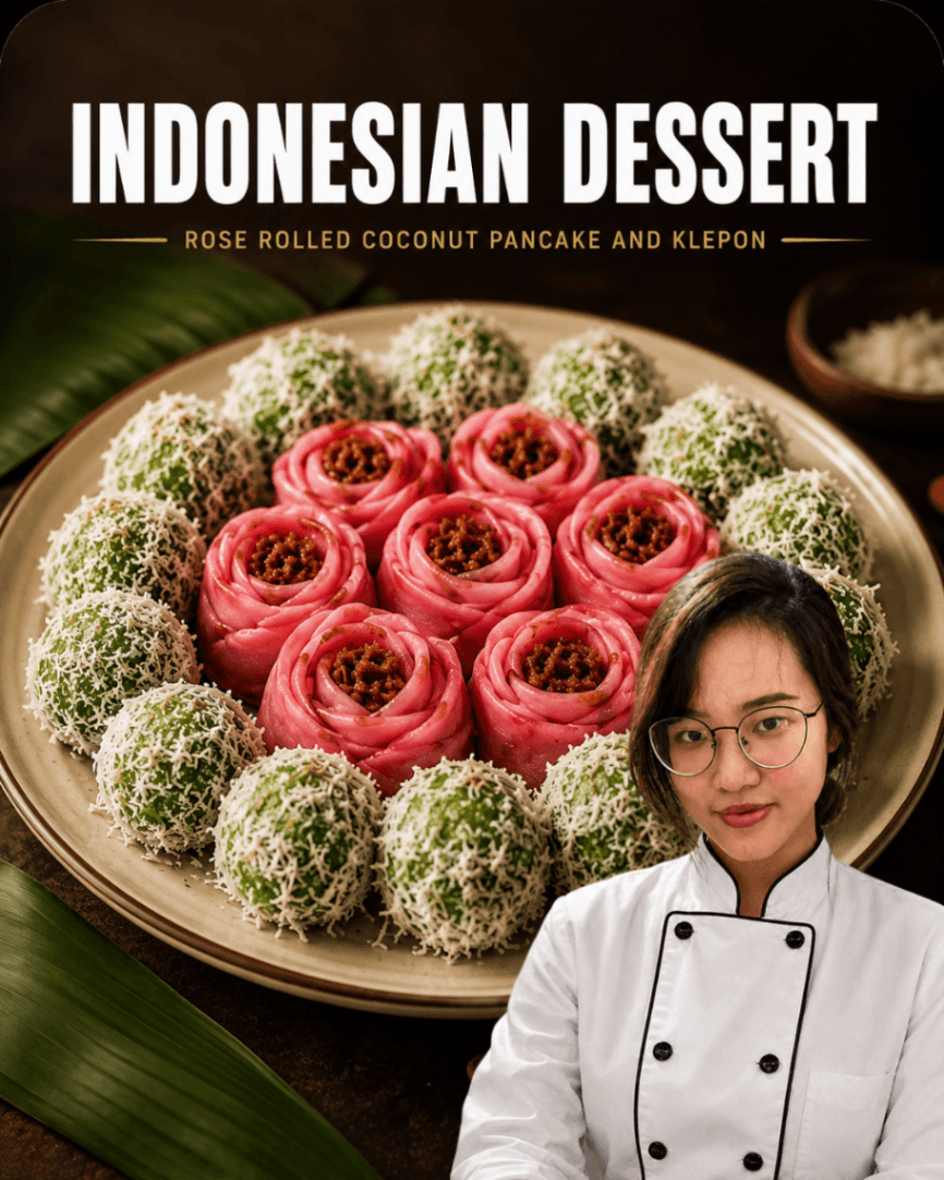 Indonesian Sweet Treats Klepon and Rose Dadar Gulung