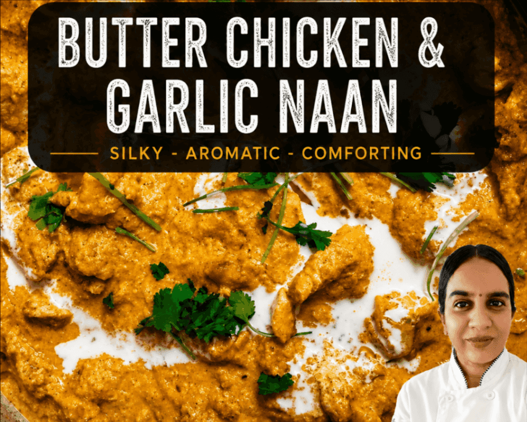 Butter Chicken & Garlic Naan background