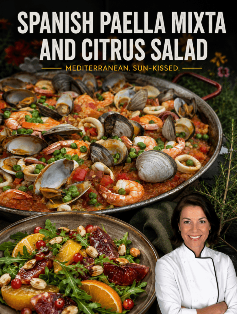 Spanish Paella and Citrus Salad