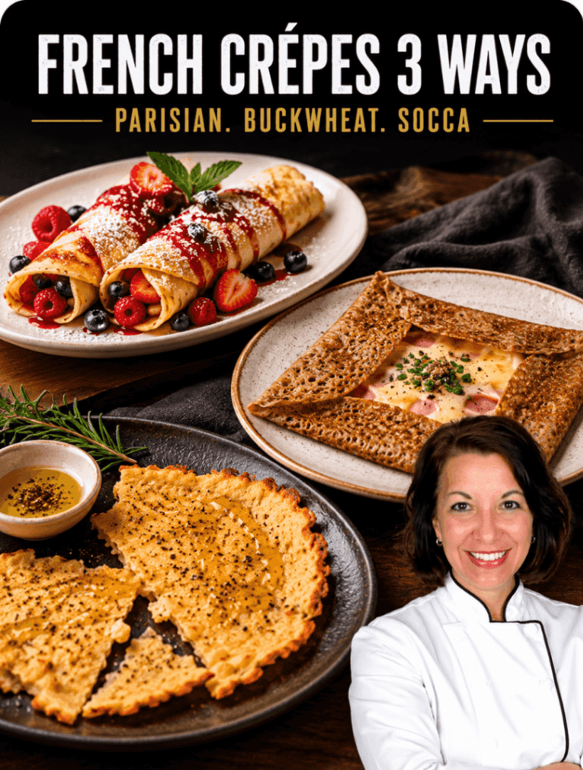 French Crépes Three Ways background