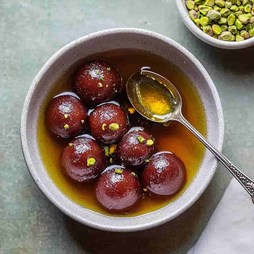 Indian dessert; Soft and Juicy Gulab jamun background